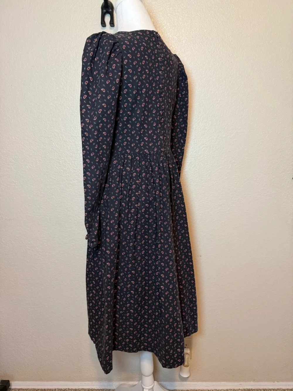 Vintage 1980’s Laura Ashley Paisley Print Prairie Dress Blue Size 12 - Picture 8 of 16